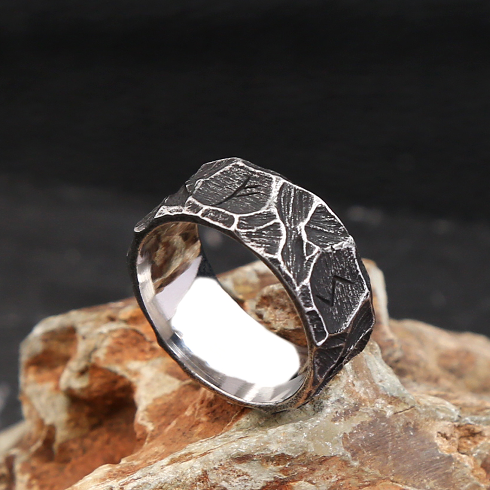 Bagues Rune Viking nordique Vintage en acier inoxydable pour hommes et femmes, Punk motard Couple amulette, bijoux , directe