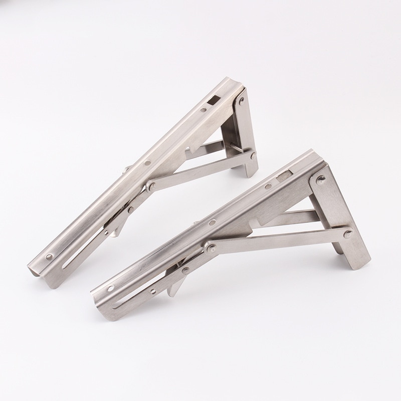 2Pcs 8-14 Inch White Triangle Folding Angle Bracket Adjustable Wall Mounted Durable Bearing Shelf Bracket DIY Furniture Hardware