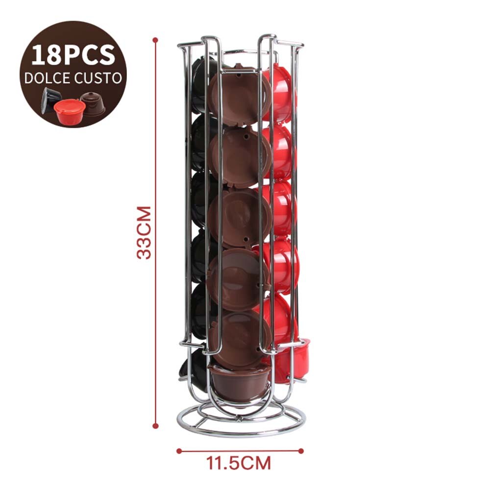 Dolce Gusto-cajón de almacenamiento para cápsulas, 24 Uds., soporte negro de fila recta, giratorio, estante de Metal, chapado, acero inoxidable, nuevos estantes para café
