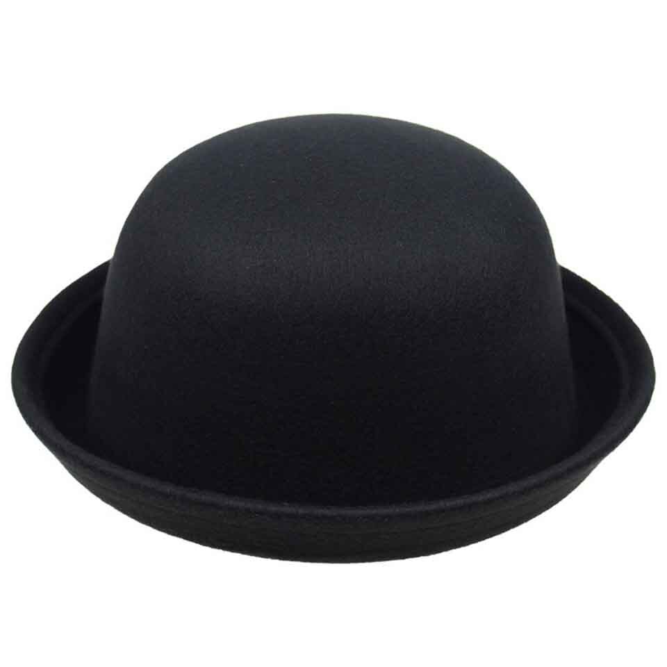Parent-child Fedora Hat Kids' Round Top Hat Dome Cap Children Dress Hats Felt Hats Wool Felting Bowler Hat For Mom and Baby: C0211-2 / S