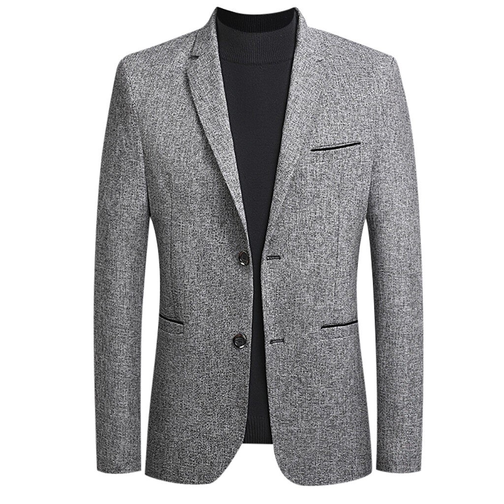 Autumn Suit Blazer Formal Business Male Spring Men's Coat Solid Color Blazer Long Sleeve Lapel Casual Fits#A3: Gray / L