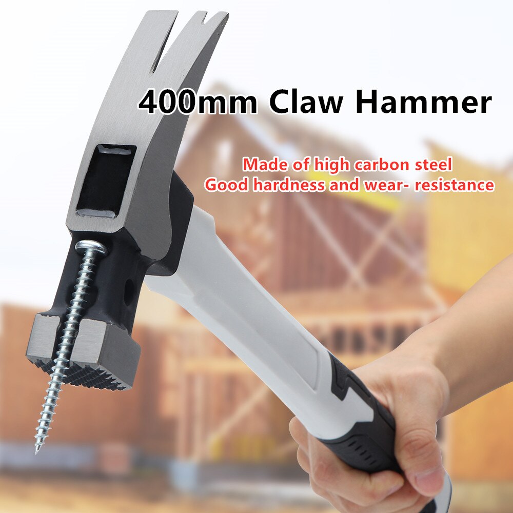 400mm Claw Hammer Carbon Steel Woodworking Joinery Home Carpentry Hand Hammer Non-slip Multi-function Hammer
