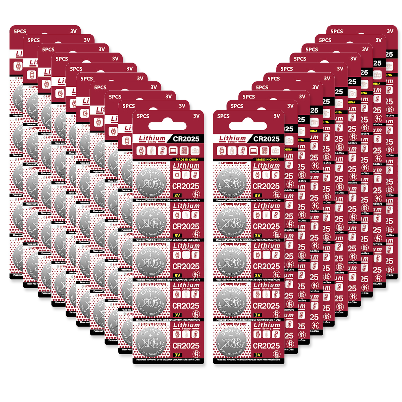 5-100pk cr2025 novas baterias de célula tipo moeda substituir para br2025 dl2025 ecr2025 3v bateria de botão para calculadoras chave do carro brinquedos: Vermelho