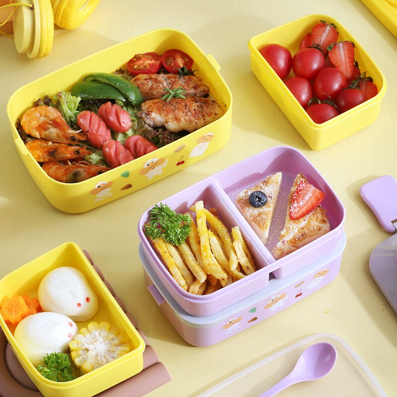Portable Lunch Box For Girls School Kids Plastic Picnic Bento Box Microwave Food Box With Compartments Storage Containers