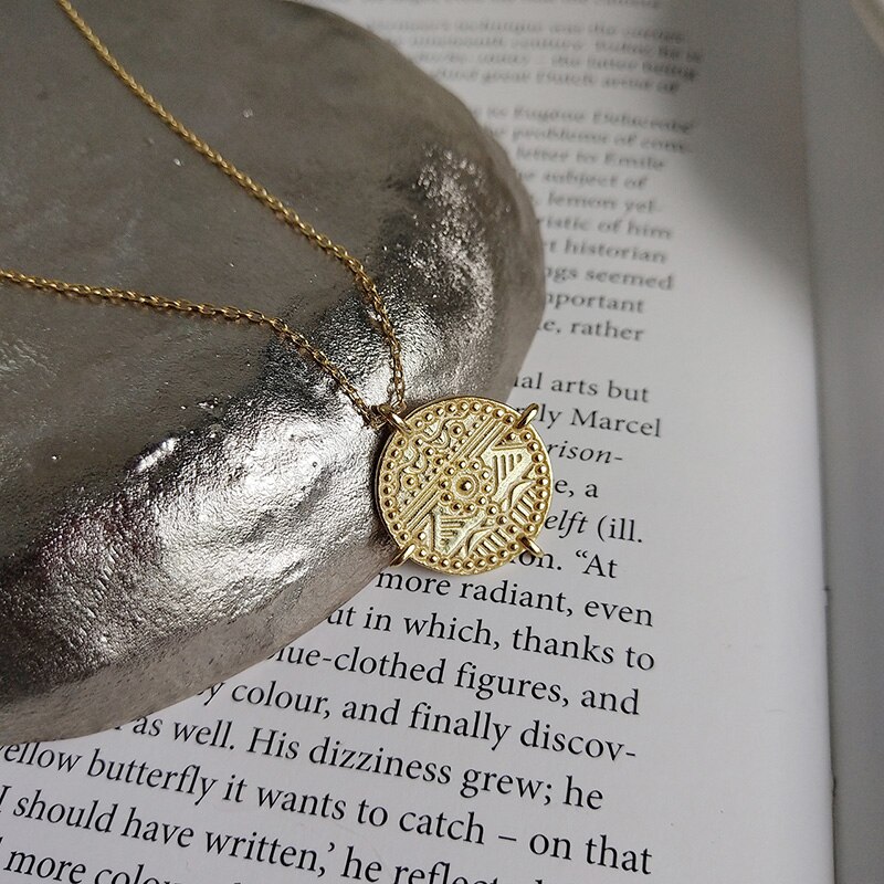 WTLTC-collier avec pendentif en argent Sterling 925, collier rond, ciel étoilé, breloque en forme de disque, bijoux célestes, de médaille, Chokers: Default Title