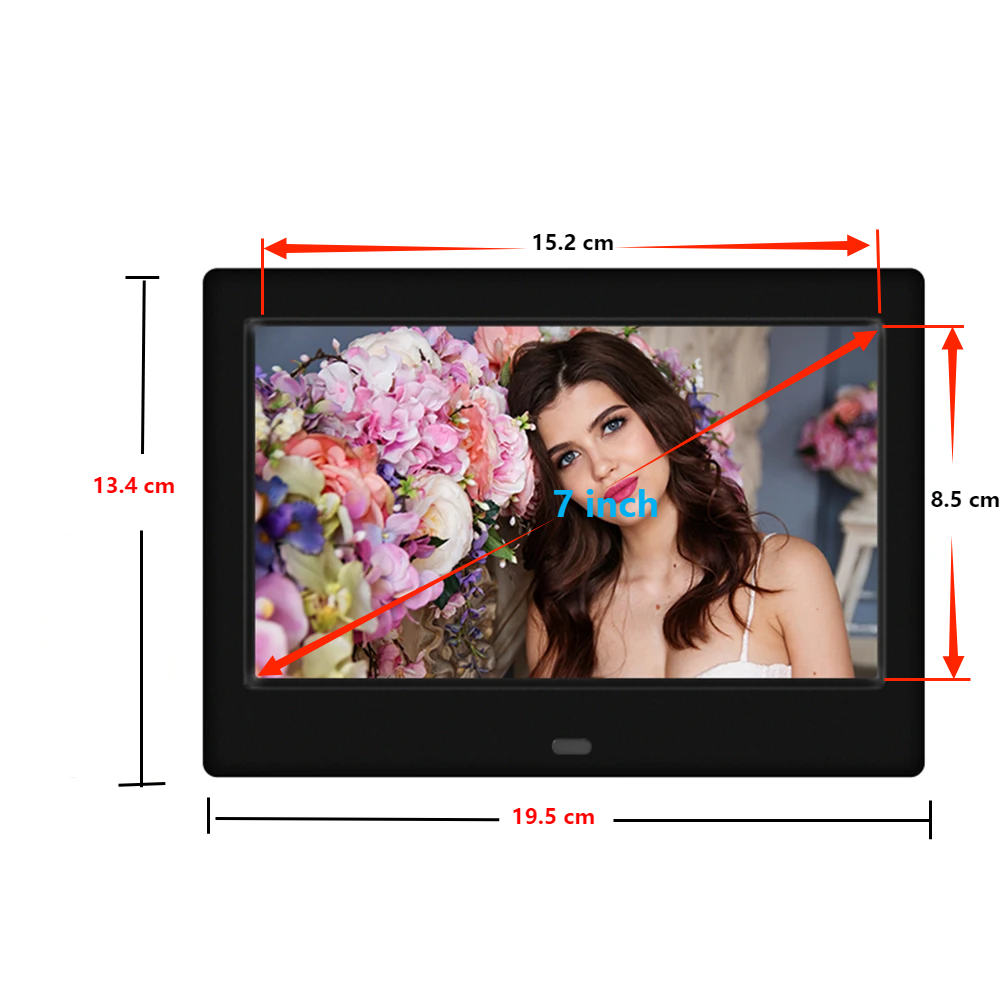7 Polegada hd ips moldura de foto digital de visão completa com controle remoto, usando usb ou sd para jogar fotos/vídeos/música, para presente da mãe