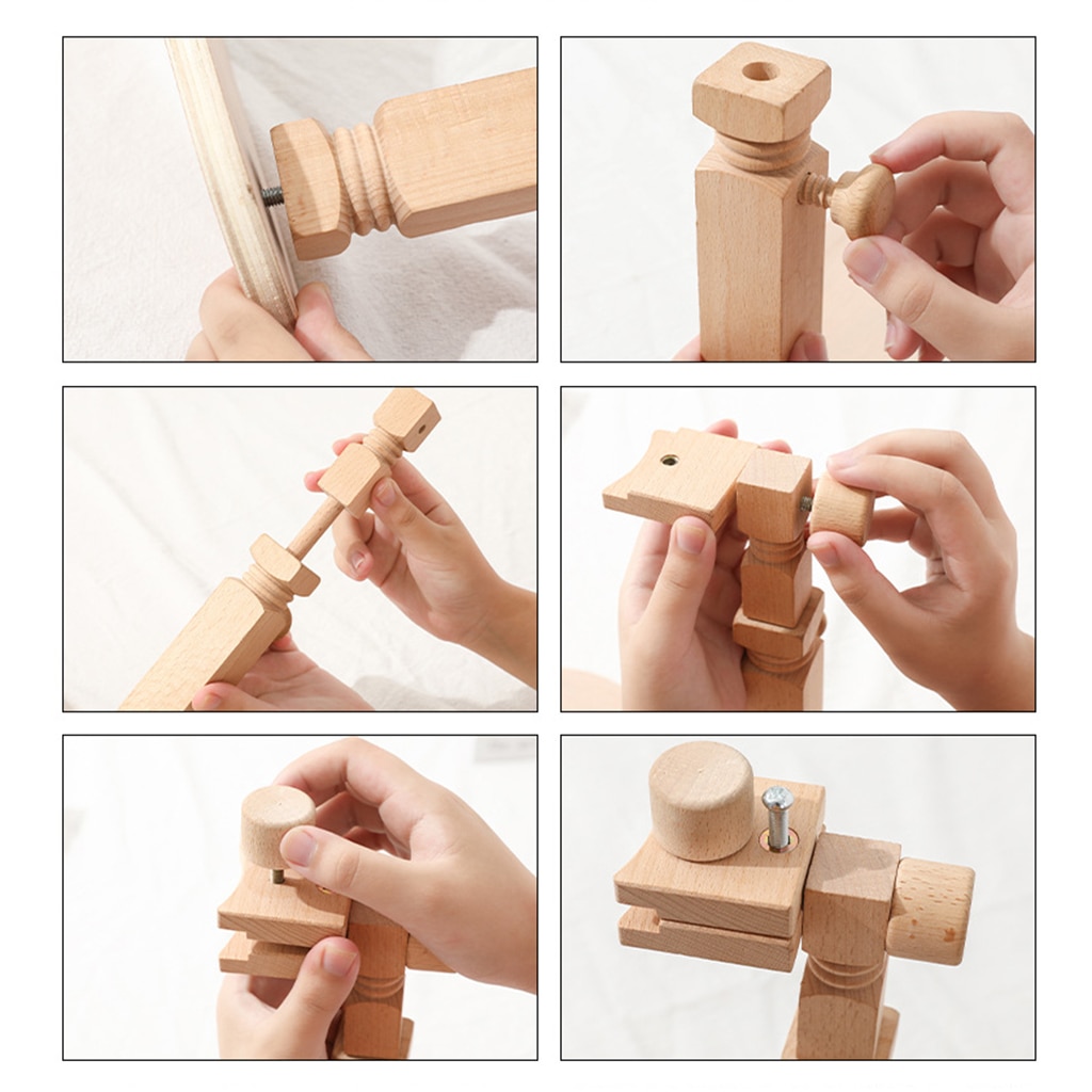 Cross-Stitch Frame Wood Desktop Embroidery Lap Stand Wood Frame DIY Sewing Tool