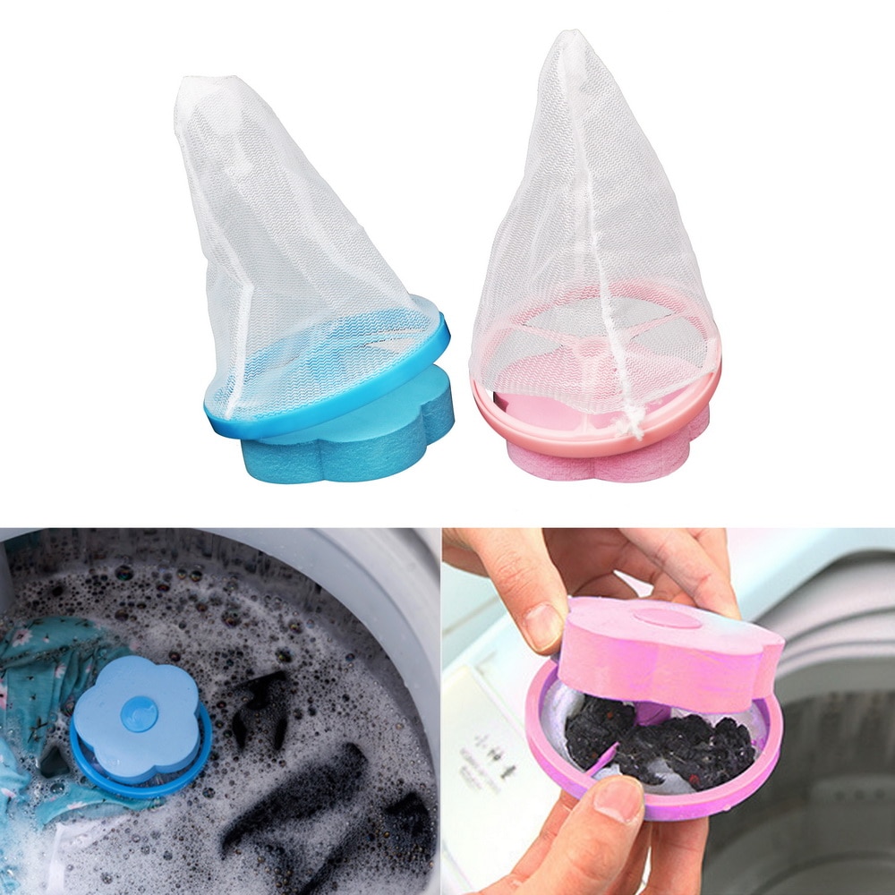 Reusable Washing Machine Lint Filter Bag Cleaning Balls Laundry Balls Discs  Dirty Fiber Collector Filter Mesh Pouch