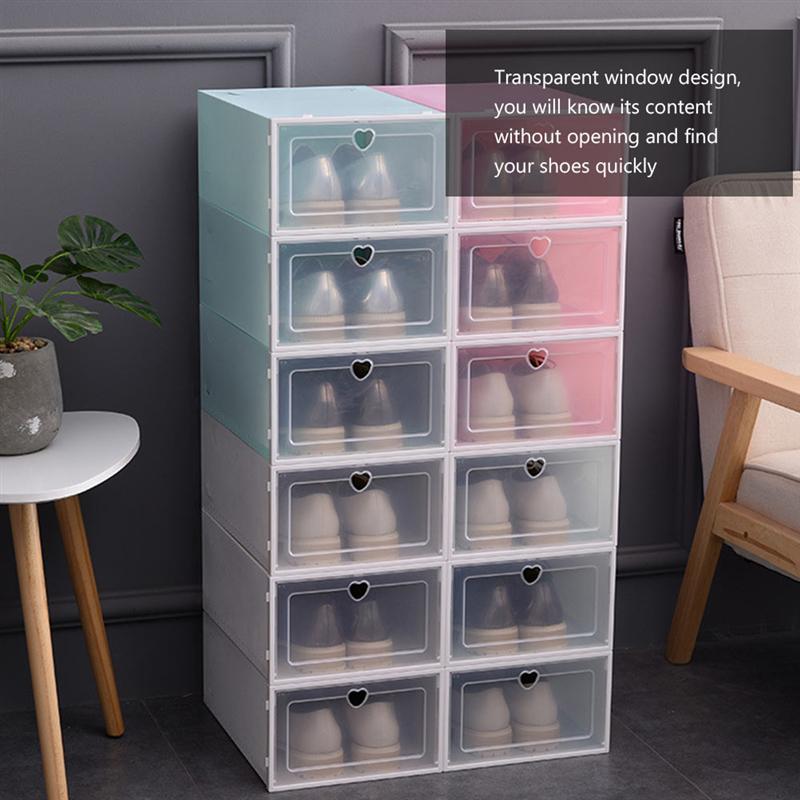 4 Uds transparente tipo cajonera zapatos caja de almacenamiento caja de zapatos tipo cajonera apilable de plástico contenedor para zapatos