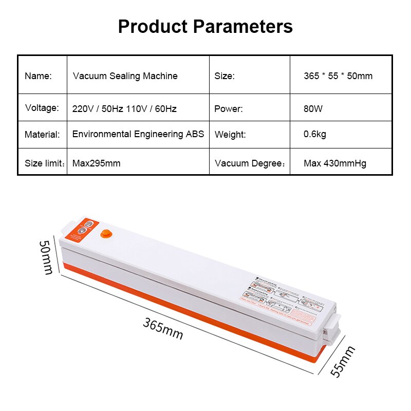 Vacuum Sealer Packaging Vacuum Sealing Machine Packer Fresh 220V 110V Household Electric For Food Kitchen Storage