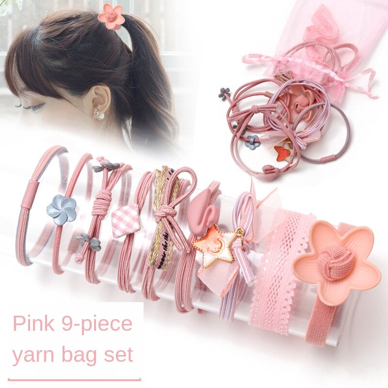 9 Uds bebé las vendas de Nylon niños elástico bandas para el pelo de los niños pelo cuerdas accesorios de bebé Princesa Madre de los niños y los niños: 9 pcs pink