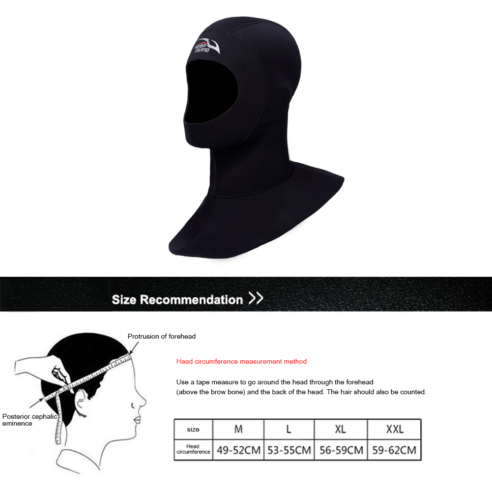 KEEP DIVING 3MM Neoprene Scuba Diving Hood With Shoulder Snorkeling Equipment Hat Cap Winter Swim Warm Wetsuit Spearfishing