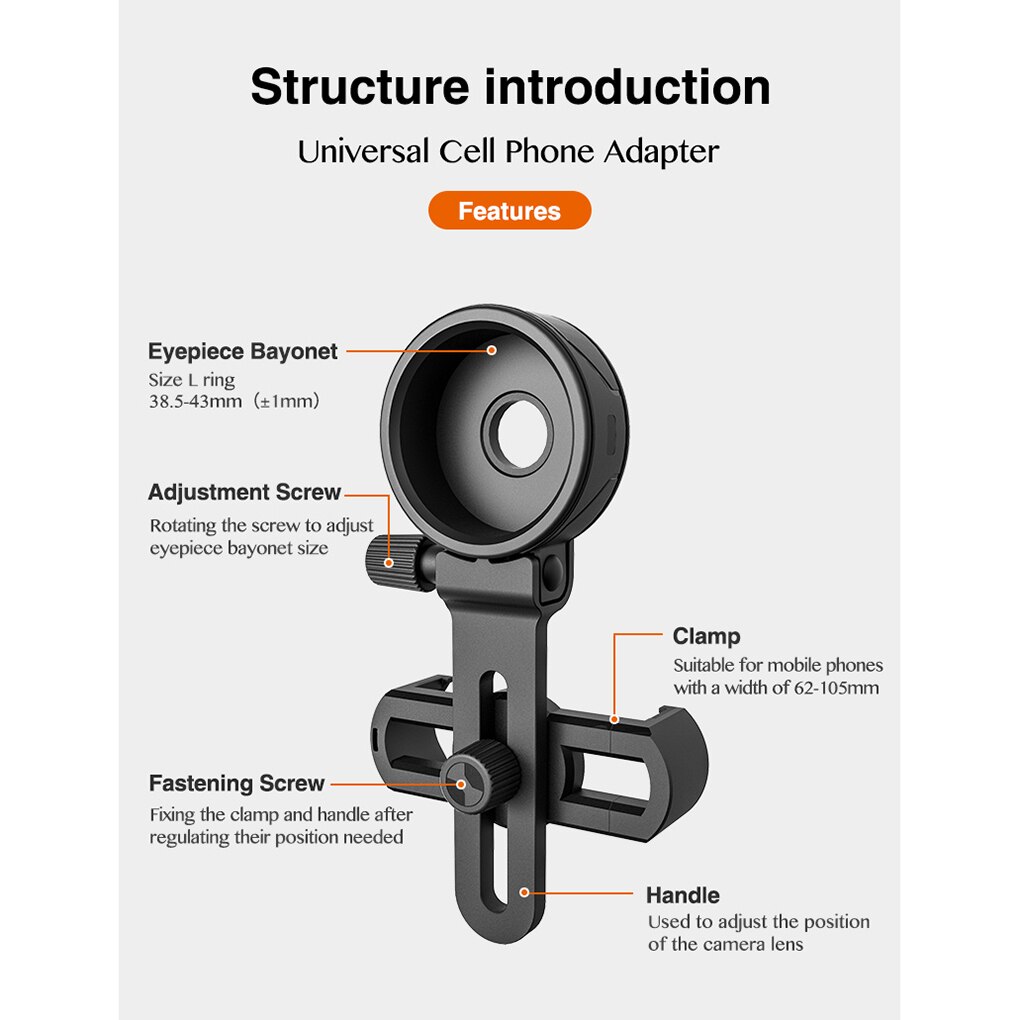 Phone Microscope Telescope Clamp Holder Monocular Photography Cell Phone Adapter Mount Clip