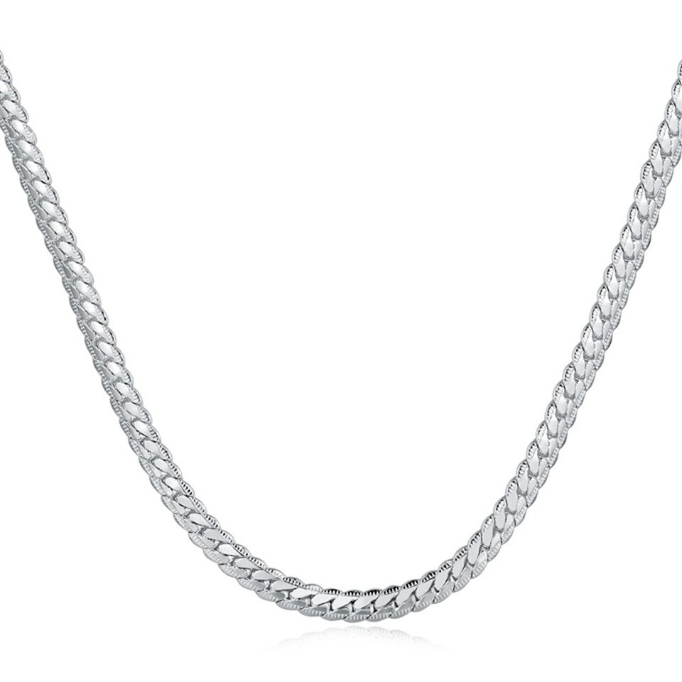 Collar de cadena de serpiente plana para hombre y mujer, Color plateado, clásico, 5,5mm, joyería