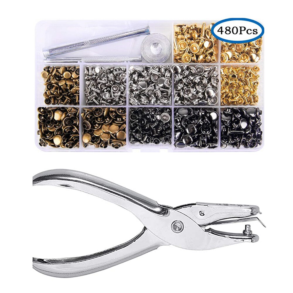 Leer Gat Punch Set Multi Gat Maker Tool Kit Voor Riemen Horloge Bands Bandjes Halsbanden Zadels Schoenen Stof Diy thuis Puncher: Rivet combination