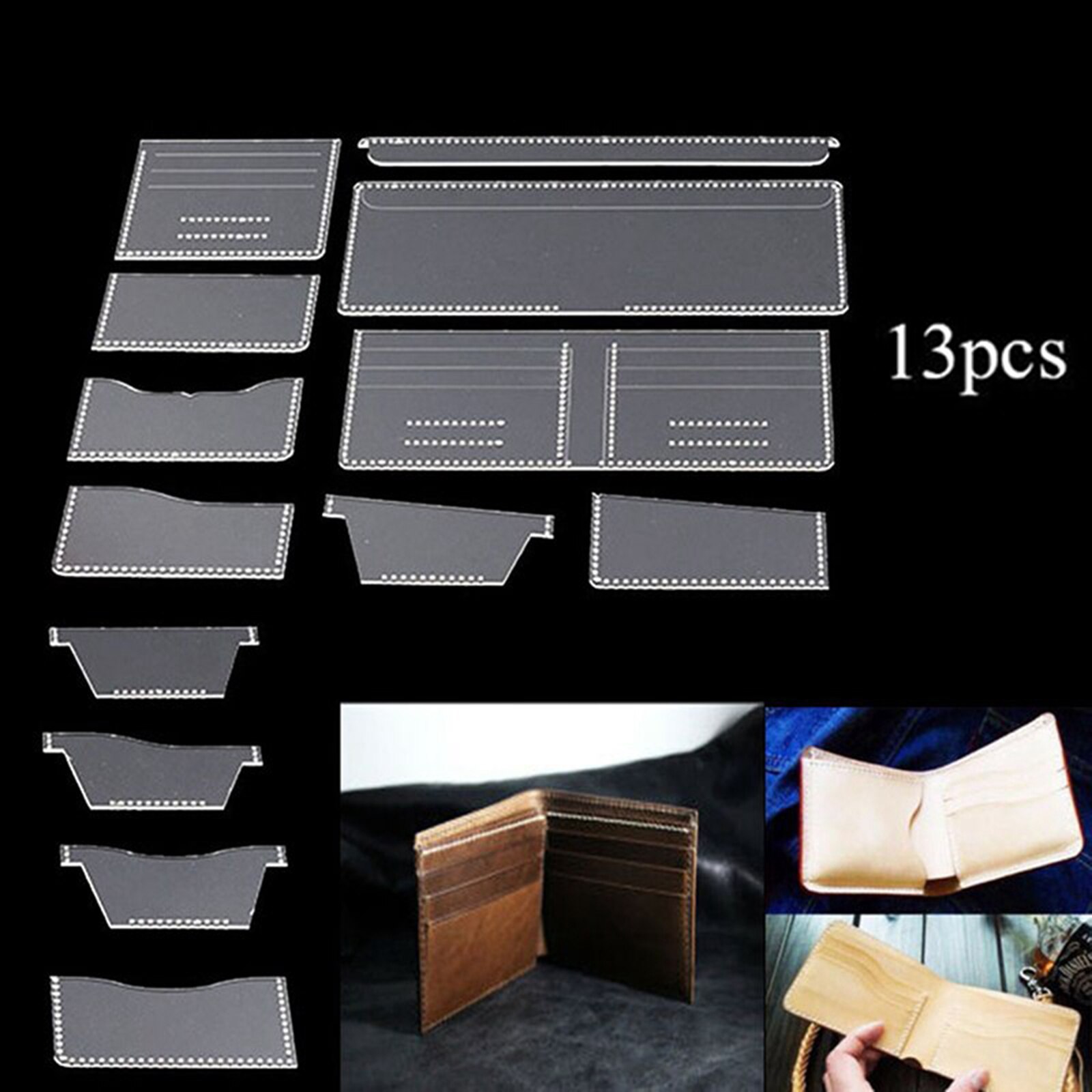 Acryl Stencil 1Set Clear Template Patroon Tool Portemonnee Kaarthouder Lederen
