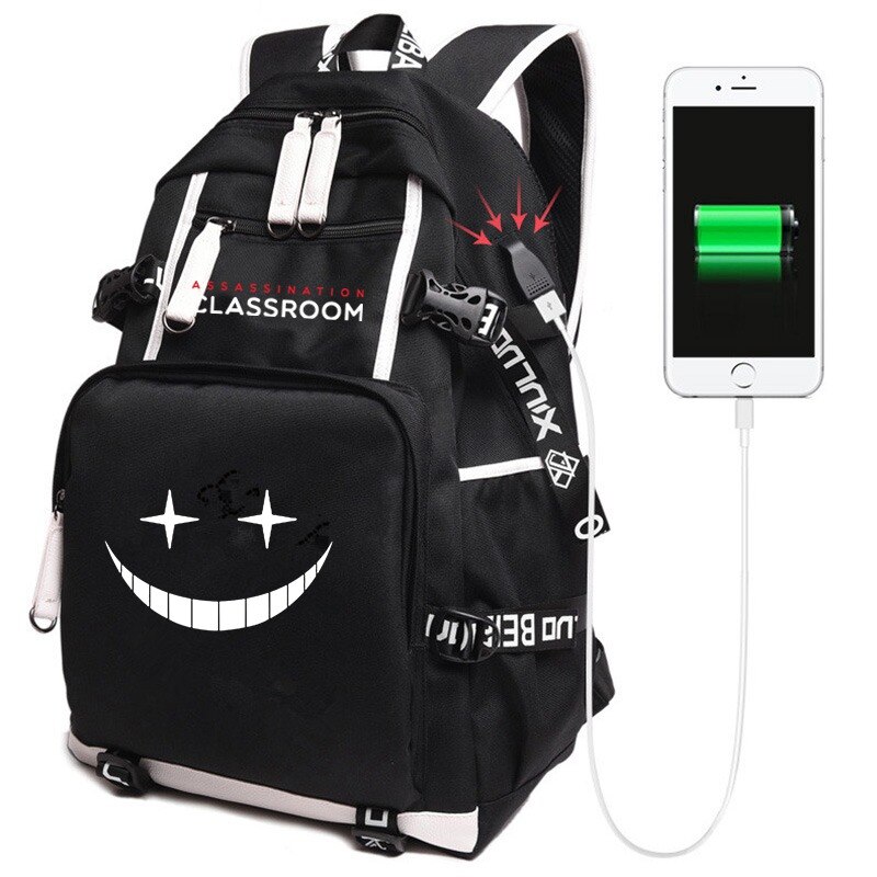 Anime Gioco Assassinio Aula USB Zaino Unisex borsa Da Viaggio Nero Borse A Spalla Bambini Adolescenti Borse per Studenti di Scuola Bookbag