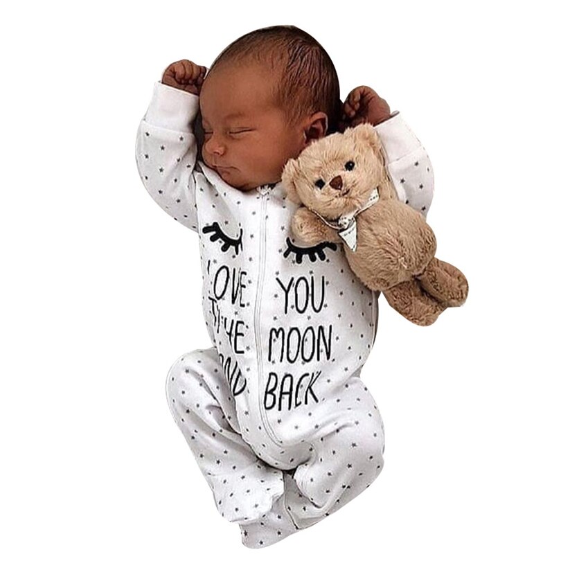 Pasgeborenen Hooded Footies Baby Jongens Meisjes Brief Ster Print Herfst Winter Warm Lange Mouwen Jumpsuit Schattige Baby Kleding 0-24M A20
