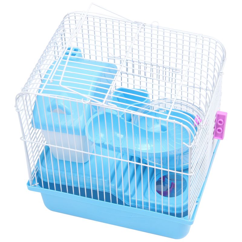 2 Floors Storey Hamster Cage Mouse house with slide disk spinning bottle: Default Title