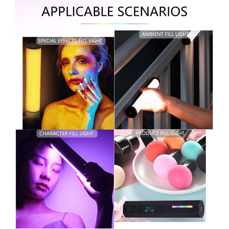 Handheld Light Tube Stick RGB LED Video Light for Photography with Tripod 3000mAh Rechargeable Mini Light Stick for Video Tiktok