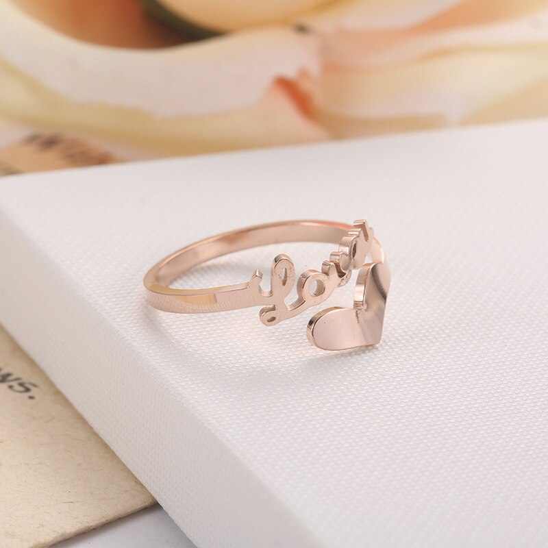 Bague de mariage Simple en acier et titane, anneau de , Simple, cœur d'amour, pour filles, femmes, , or Rose, Super fin,
