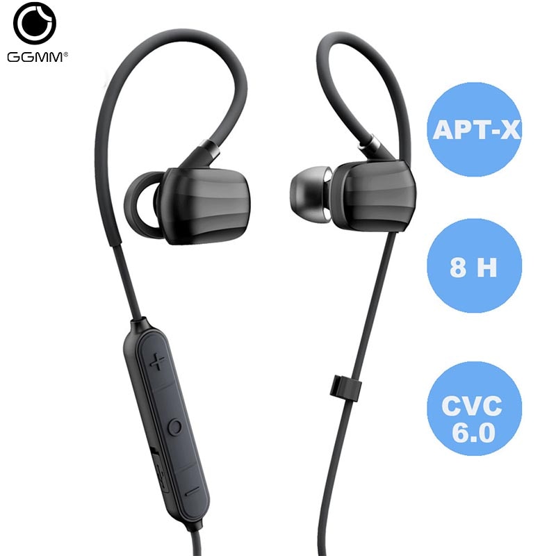 GGMM Wireless Bluetooth Earphone Headphones Sports Earbuds IPX4 Waterproof Headset With Mic Super Bass Headphones Support APT-X