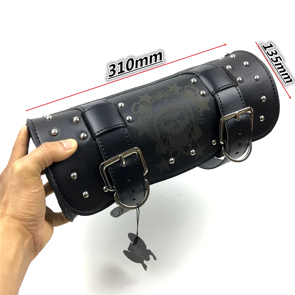 2022 neue Motorrad Gabel Tasche Leder Cruiser Werkzeug Rolle Barrel Tasche Gabel Barrel Form Lenker Schwarz Satteltaschen Lagerung: green