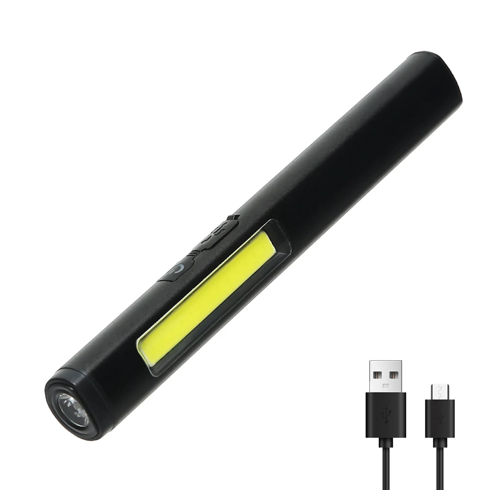 Linterna LED recargable por USB con imán y gancho, resistente al agua con luz roja, Banco de energía, trabajo de reparación, linterna de emergencia: Color blanco cálido