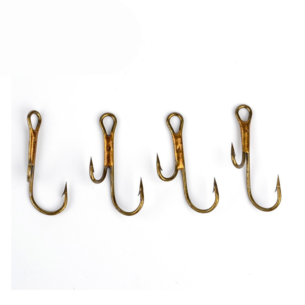 Anzuelos dobles de pesca dorados con púas, 20 unids/lote, señuelo de gusano de acero de alto carbono, anzuelo doble, Ryder Pike, cebo muerto, Predator Salmon