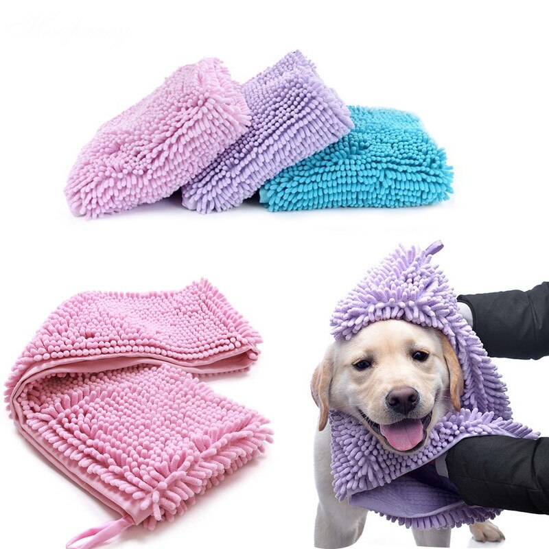 Fiber Pet Bath Towel Strong Water Absorption Bathrobe for Dog Cat Soft Grooming Quick-drying Multipurpose Cleaning Tool Supplies