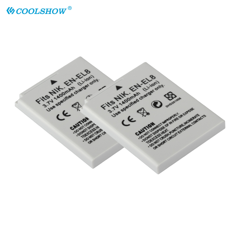 EN EL8 ENEL8 Camera Battery for Nikon COOLPIX P1 P2 L1 L2 S1 S2 S3 S4 S5 S6 S7 S7C S8 S9 S51 S50 S52 EN-EL8 1400mAh Batteries