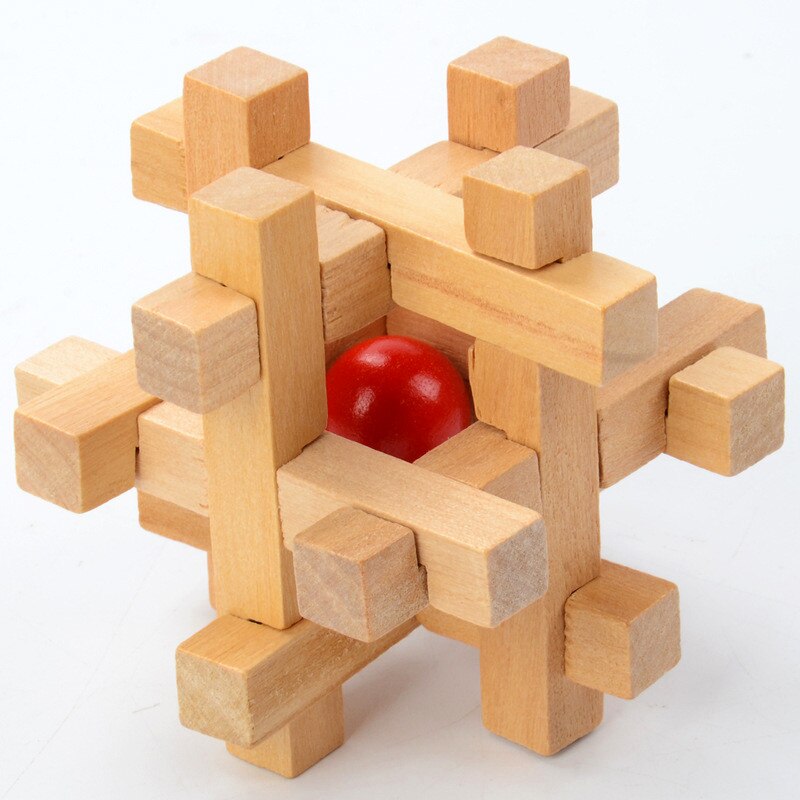 Kong Ming Luban Lock Chinese Traditional Toy Unique 3D Wooden Puzzles Classical Intellectual Wooden Cube Educational Toy Gi: 6