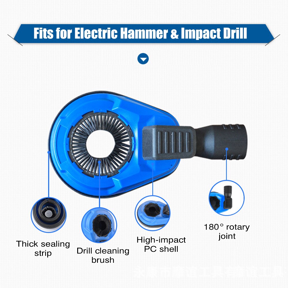 Universal Dust Shroud Rotatable Collection Attachment for Electric Hammer Impact Drill