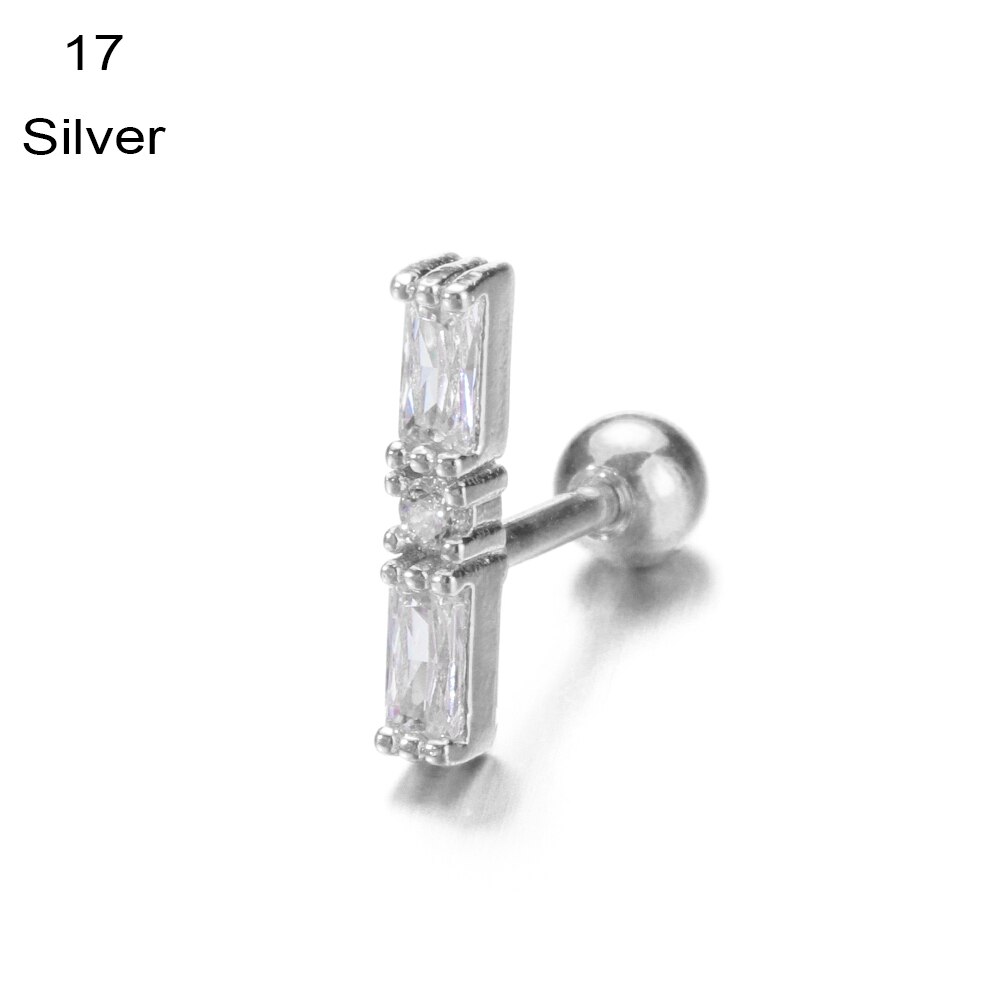 1PC Ear Stud Silver Color CZ Stud Piercing Moon Star Cartilage Earring Tragus Stud Helix Cartilage Piercing Jewelry