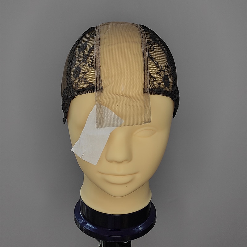 2X6 Closure-wig-caps Frontal lace wig base caps for making frontal lace wigs: D brown M 54cm