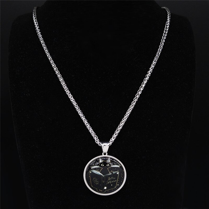 2020 nuovo Libro Magico Gatto Collane in Acciaio Inox per Le Donne di colore Argento collana di Dichiarazione A Lungo Dei Monili collana uomo NJ40S02