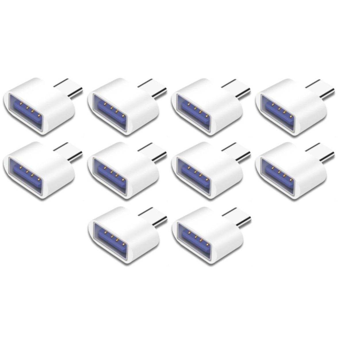 100 st/parti otg typ c till usb-adapter 2.0 usb-telefonadapter usb c smartphone bärbara datorer till usb-mus flash-disk otg-kontakt: Vit