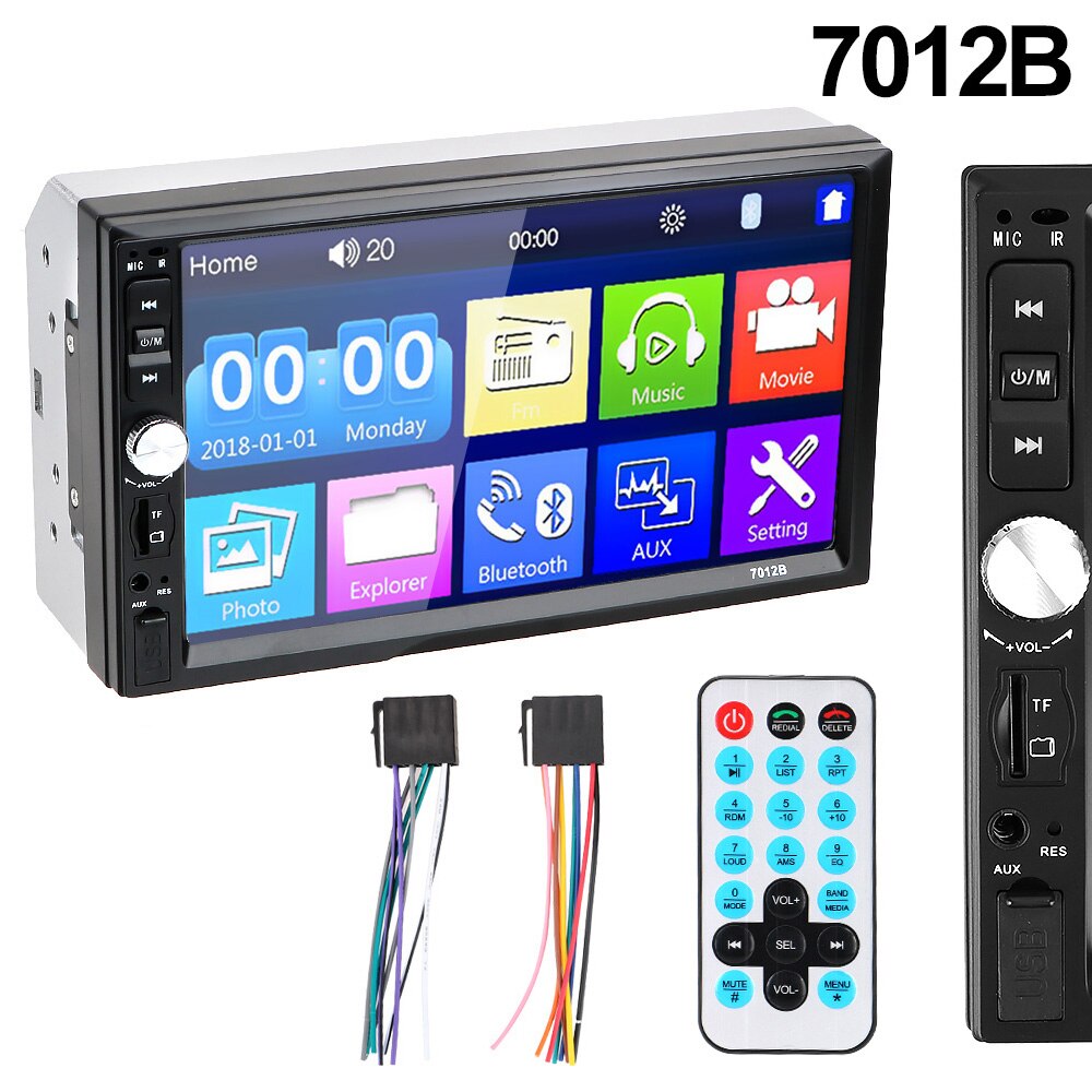 Reproductor Multimedia con pantalla táctil de 7 "y Radio FM para coche, autorradio 2Din con reproducción MP5, HD, 7010B /7012B/7018B: 7012B