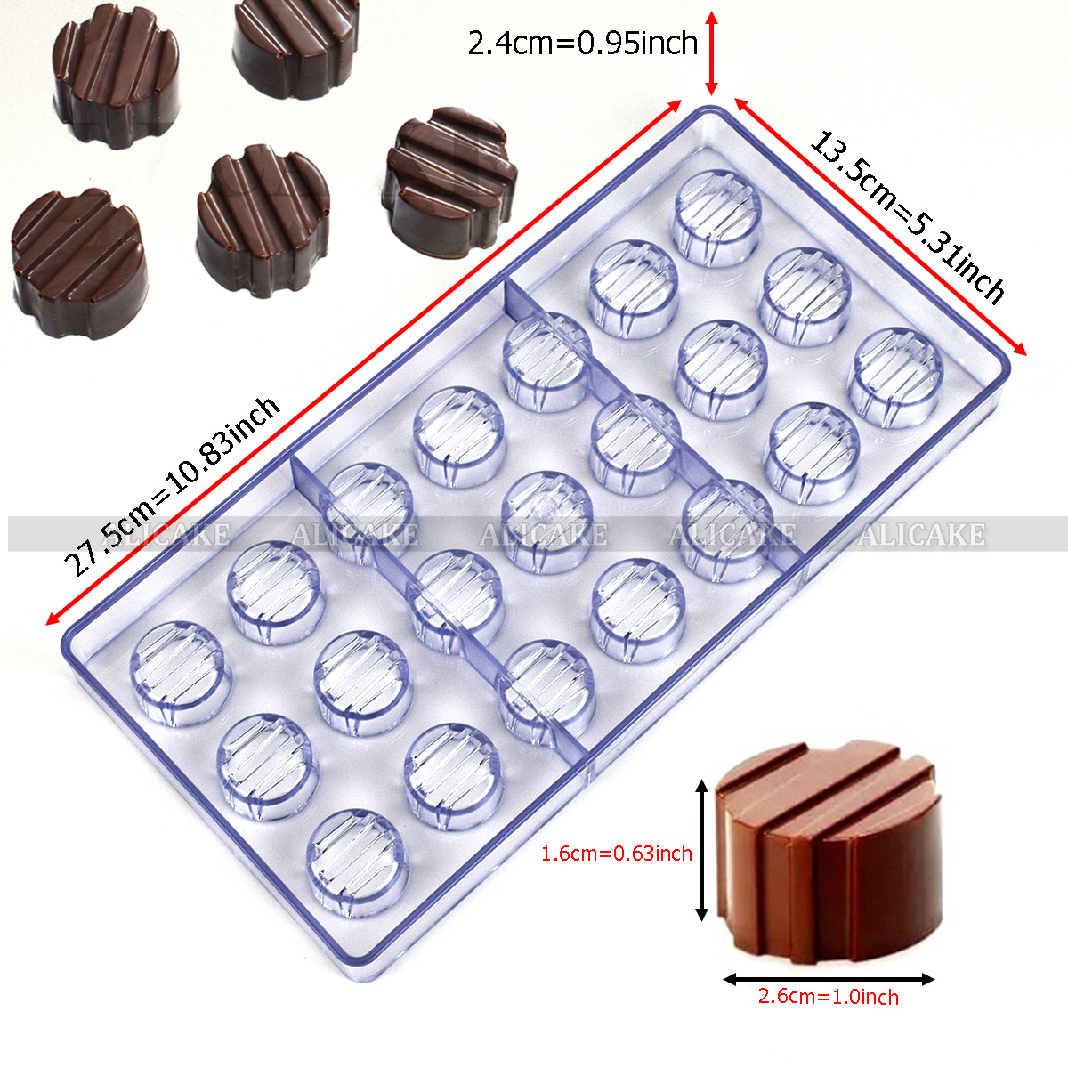 3D Polycarbonate Chocolate Molds Tray Forms For Baking Chocolate Bar Cake Thick Mould Pastry Tools for Bakery Mold: 51-2059