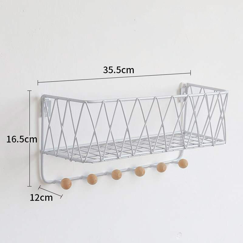 Cuadro colgado de la pared escandinavo decoración de pared del hogar estante artístico multifuncional de hierro LM5221414py: white-L