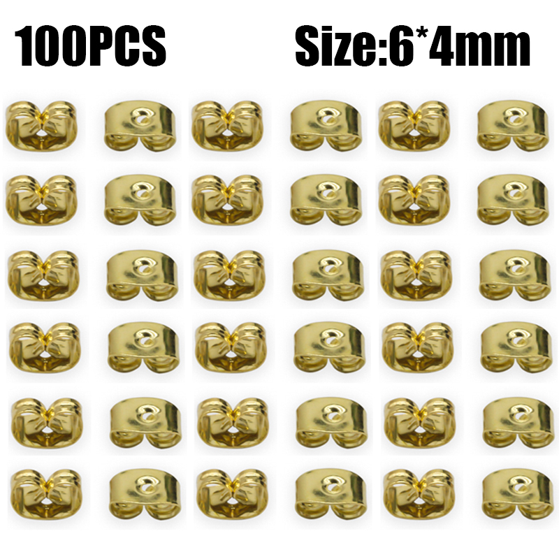 500 Uds caja de tapones para los oídos aleación de goma de silicona transparente pendiente cierre pendientes Kit de accesorios DIY joyería hacer hallazgos de gancho para las orejas: Oro