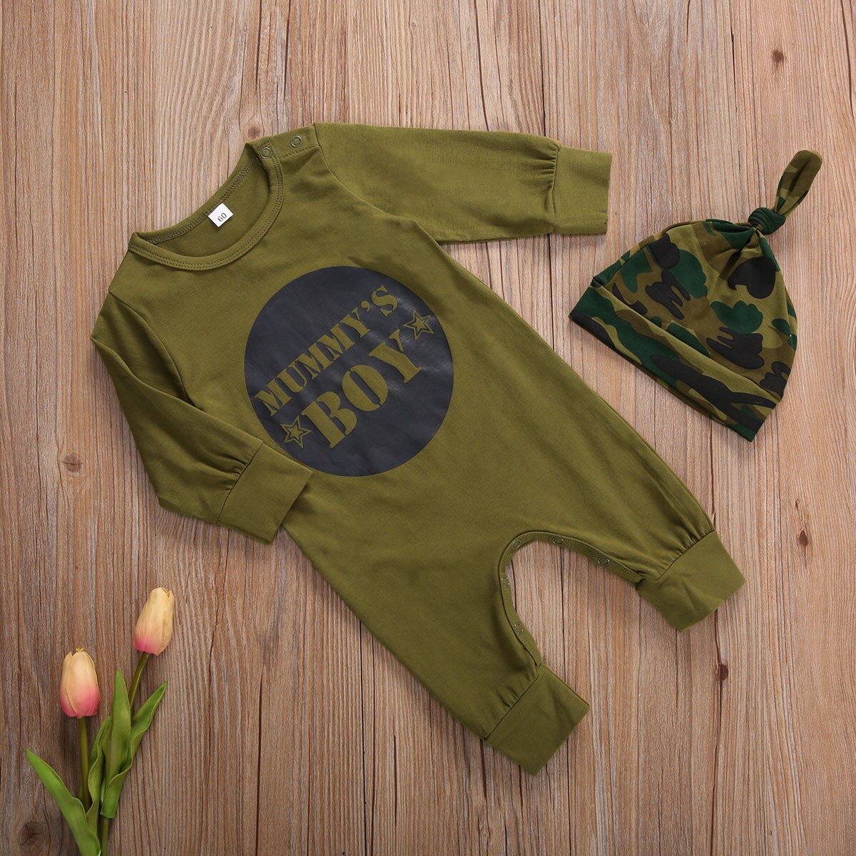 2 pces bebê menino macacão conjunto, carta impressão manga longa macacão, o-pescoço algodão playsuit + chapéu para a primavera, outono, inverno