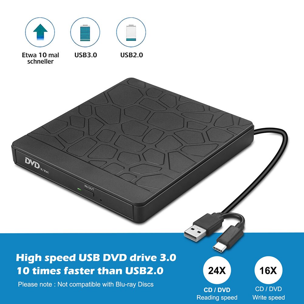 Usb 3.0 Externe Dvd Cd Writer Rom Disk Reader Draagbare Optische Drives Converter Slimline Sata 13 Pin Drive Kabel Voor pc Laptop