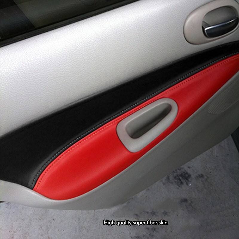 Panel de puerta Interior de microfibra de cuero de 4 Uds., cubierta de reposabrazos para Peugeot 206 207 Citroen C2
