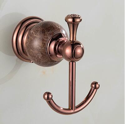 Zestaw akcesoriów łazienkowych z mosiądzu i jadeitu, wieszak ścienny z różowego złota, uchwyt na papier, wieszak na ręczniki, kosz na mydło, wieszak na ręczniki zestaw sprzętu łazienkowego: robe hook