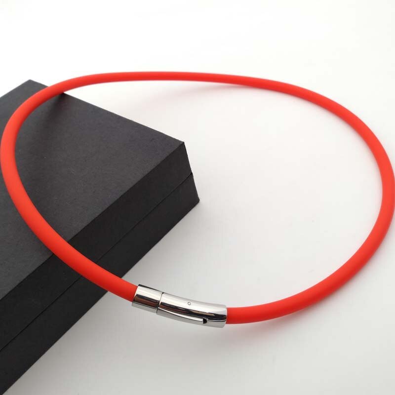 stainless steel magnetic buckle multi-color silicon rubber energy necklace for magnetic therapy and the necklace