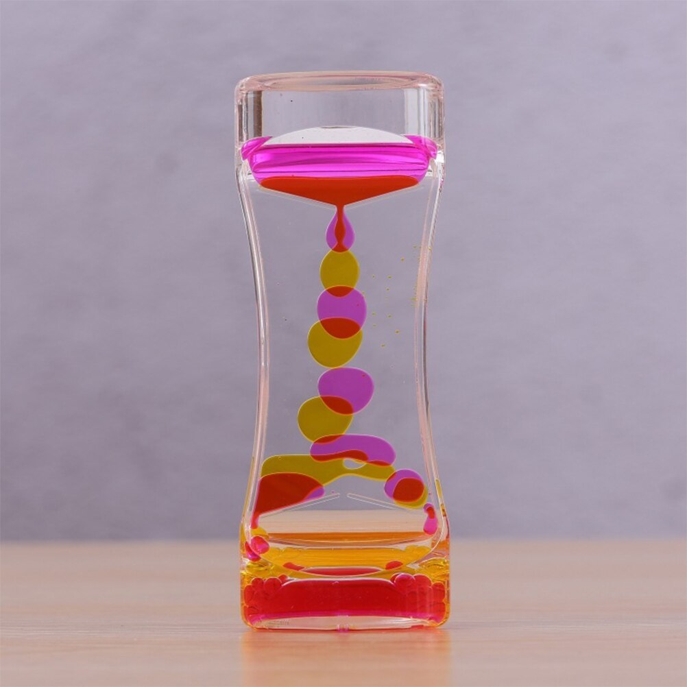 2Pcs Kleurrijke Liquid Timer Zandloper Taille Vorm Olie Zandloper Vloeibare Motion Bubble Bureau Kinderen Speelgoed Volwassenen Woondecoratie