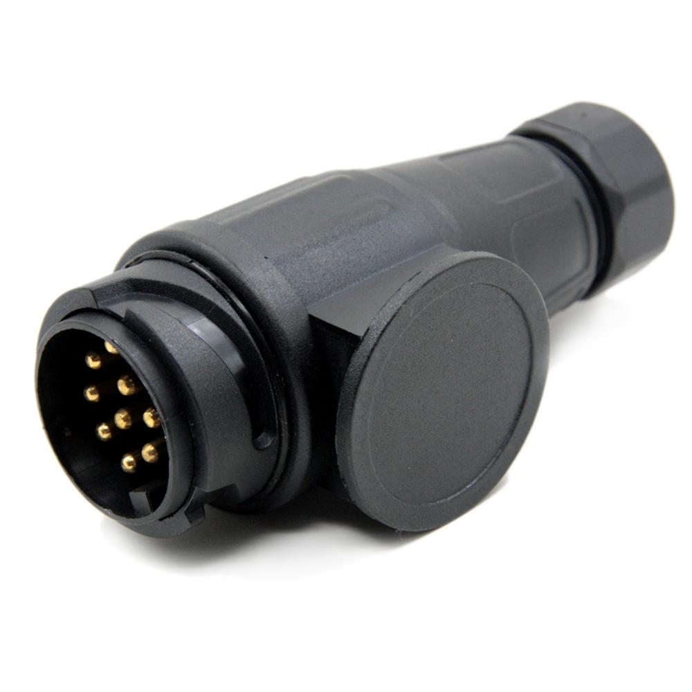 Tirol P3 European 13 Pin Trailer Plug Black frosted materials 13-Pole Trailer Connector 12V Towing Socket T22778