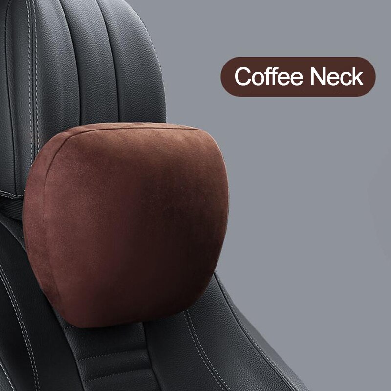 JINSERTA Auto Sitzkissen Unterstützung Kissen Maybach S Klasse Kopfstütze Taille Kissen Wildleder Stoff Sitz Zurück Nacken Unterstützung Kissen: Kaffee-Nacken