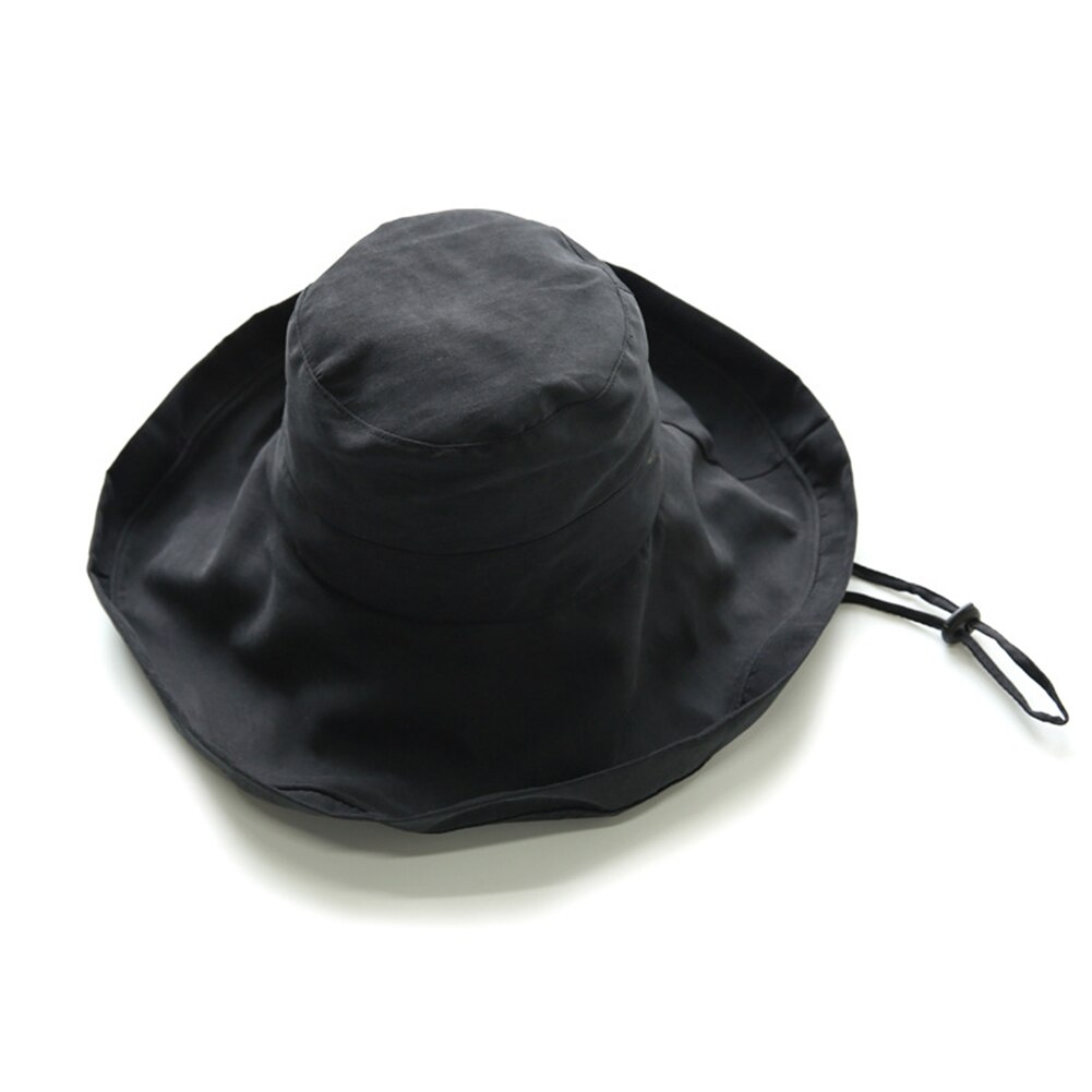 Newly Sunhat Women Summer Beach Wide Brim Sunscreen Outdoor Travel Hat Rolled Double-sided Fisherman Hat 19ing: Black